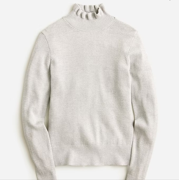 J. Crew Metallic Merino Wool Ruffleneck Sweater - Picture 2 of 9